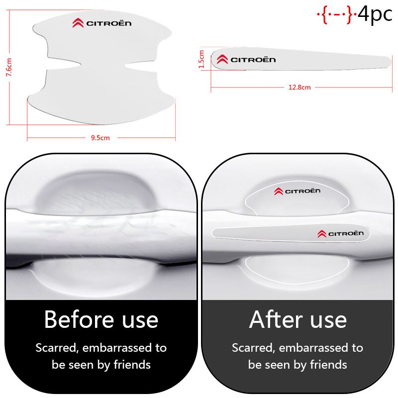 8pcs Stiker Film Transparan Gagang Pintu Mobil Untuk Citroen C1 C2 C3 C4 C5 C6 C8 C4L DS3 DS4 DS5 Picasso