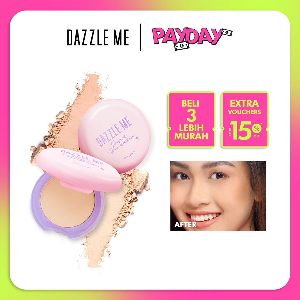 ⭐️ Beauty Expert ⭐️ DAZZLE ME Muse Pressed Foundation | Long Lasting Filter Like Blurring Matte Compact Powder Oil-control Bedak Padat