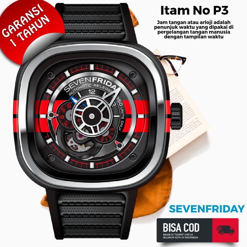 Jam Tangan Pria Merk SevenFriday Type P3 CARBON Automatic