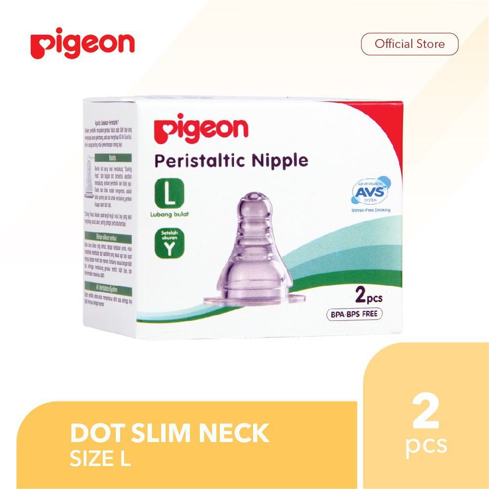 Pigeon Peristaltic Nipple 2 Box Slim Neck L - Nippe Dot