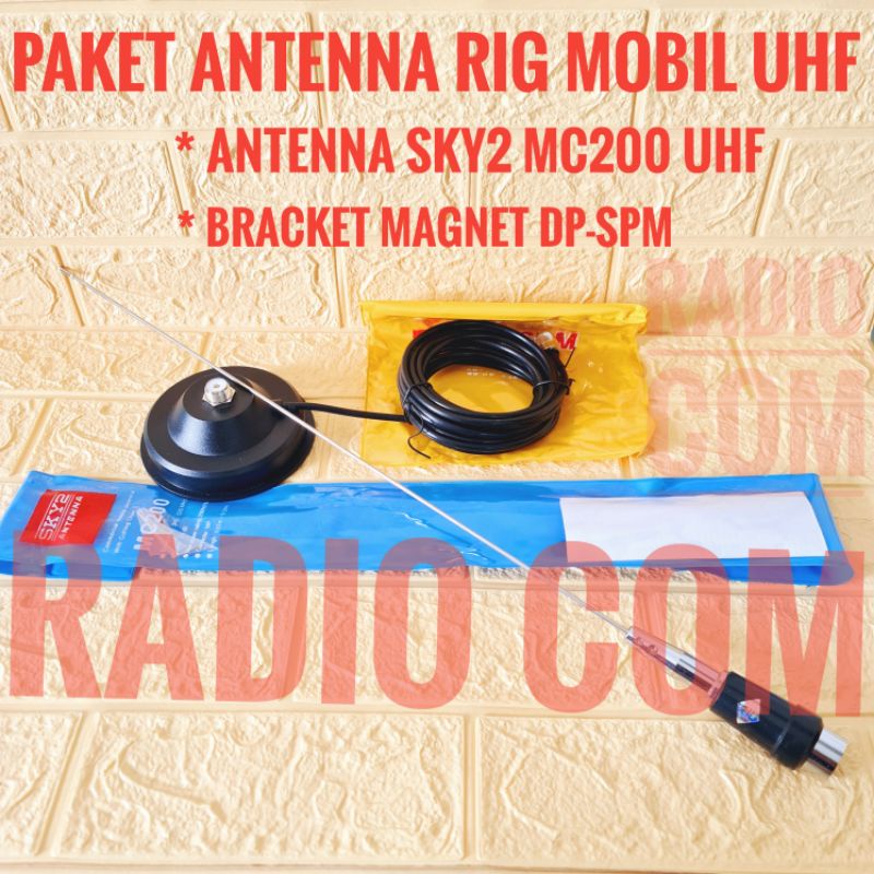 PAKET ANTENA RADIO MOBIL UHF PLUS BRACKET MAGNET DP SPM / ANTENA RADIO RIG MOBIL UHF MC200 MURAH