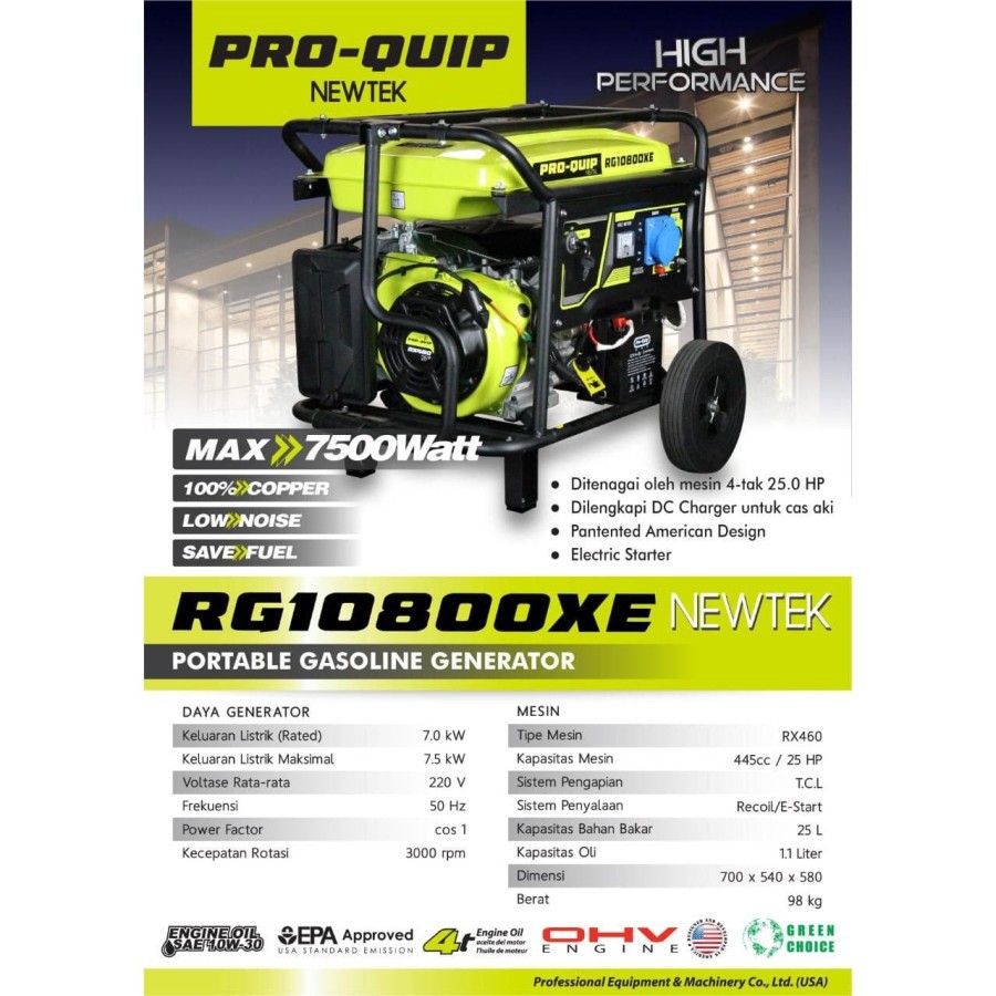 Genset 4 Tak 7500 W  7500watt RG10800XE  Portable Gasoline Generator