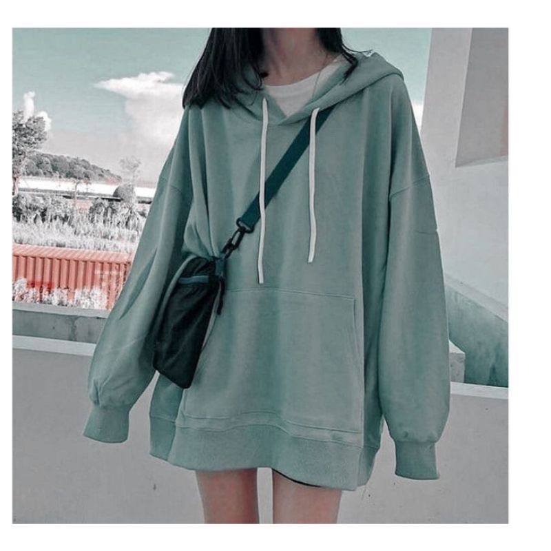 Sweater Jaket Natural Hoodie Oversize Pria Wanita - Hoodie Polos XXL LD 130 Panjang 70 cm - XXL Natu