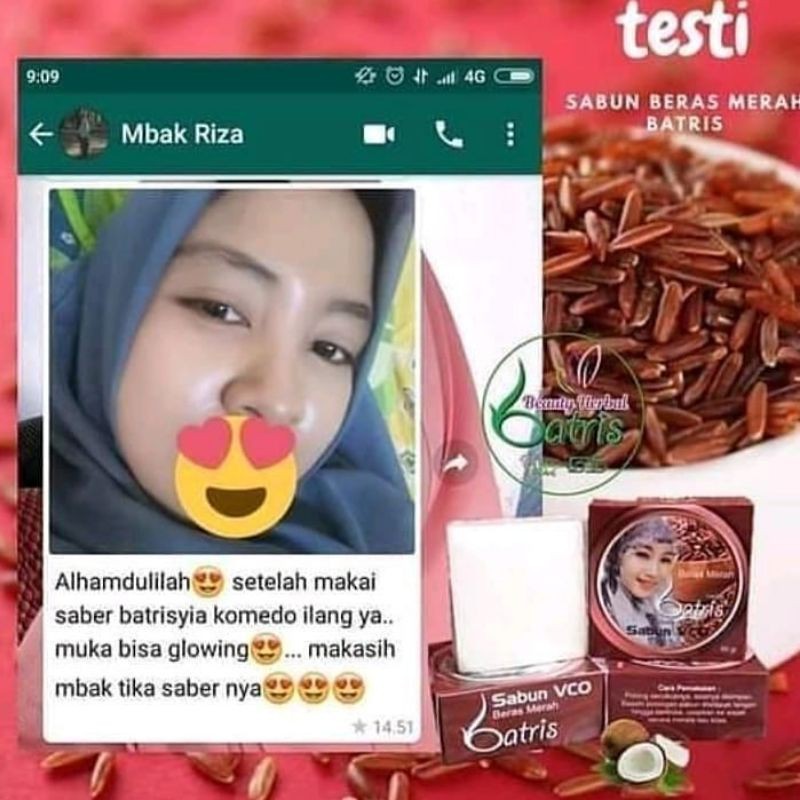 SABUN VCO BERAS MERAH BATRISYIA/SABUN BERAS BATRISYIA/ SABUN VCO BERAS SUSU BEST SELLER!