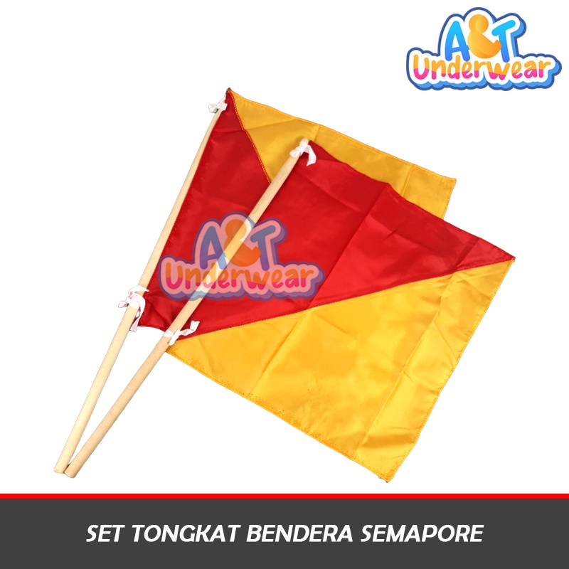 AT360-Set Tongkat Bendera Semapor Pramuka/Bendera semapur/Bendera Merah Kuning