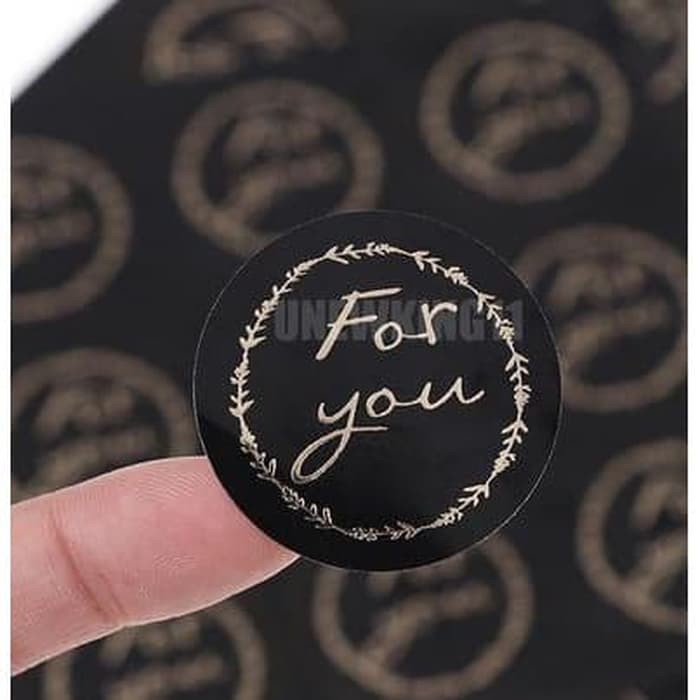 Paper Tags Sticker FOR YOU - Round Gold on Black (1sheet/12pcs)