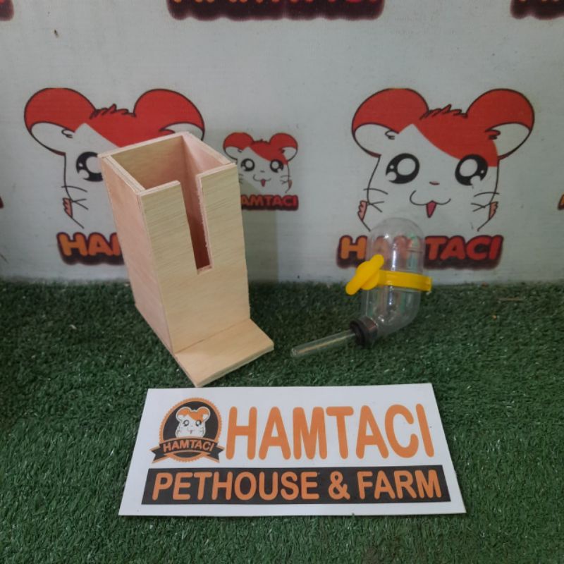 TATAKAN BOTOL MINUM KAYU &amp; BOTOL HAMSTER | GERBIL | LANDAK | SMALLPETS BY HAMTACI