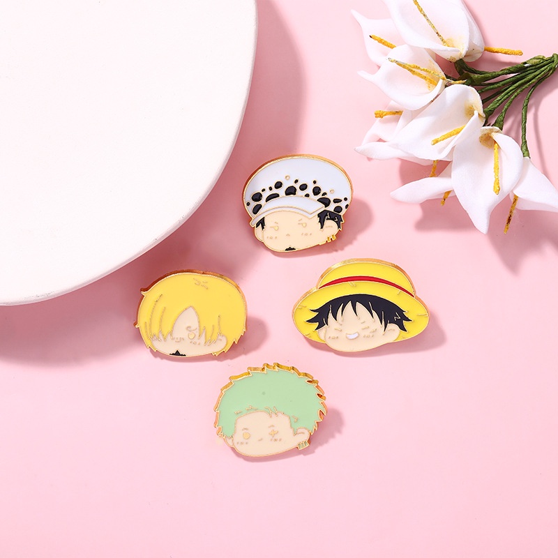 Bros Pin Enamel Desain Anime One Piece Luffy Zoro Rasanji Avatar Untuk Suvenir