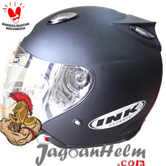 ( BISA COD ) INK Centro Jet Helm Original Helmet Black Doff / Hitam DOP NEW Kode 381