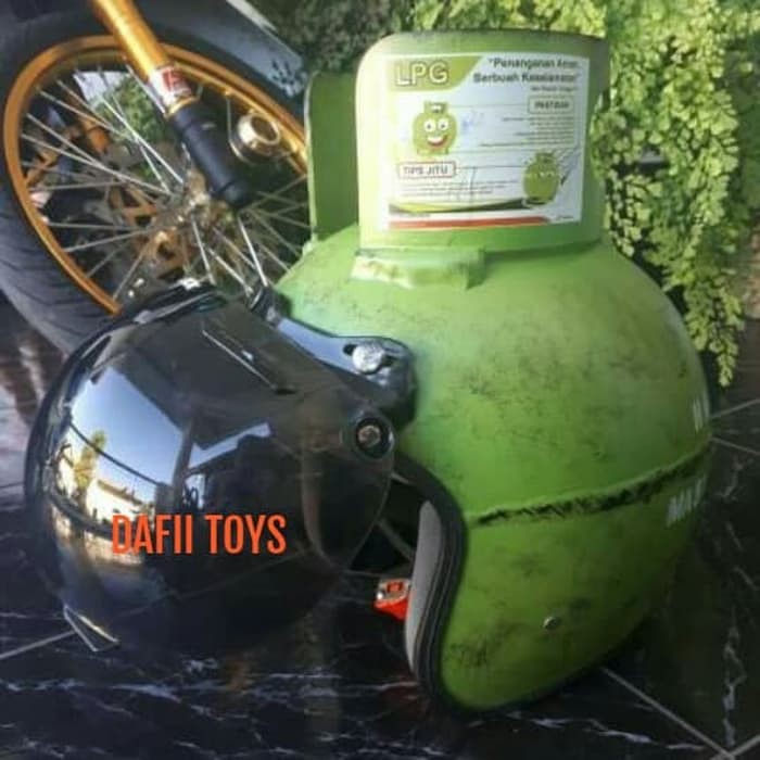 SALE Helm Helem Helmet Retro Bogo Dewasa Tabung Gas LPG 3KG SNI- Hijau&Pink - Hijau