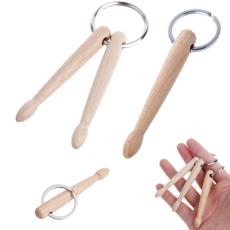 SIY  Mini Drum Sticks Keychain Wood Drumsticks Key Ring Chain Keyfob Percussion Gift