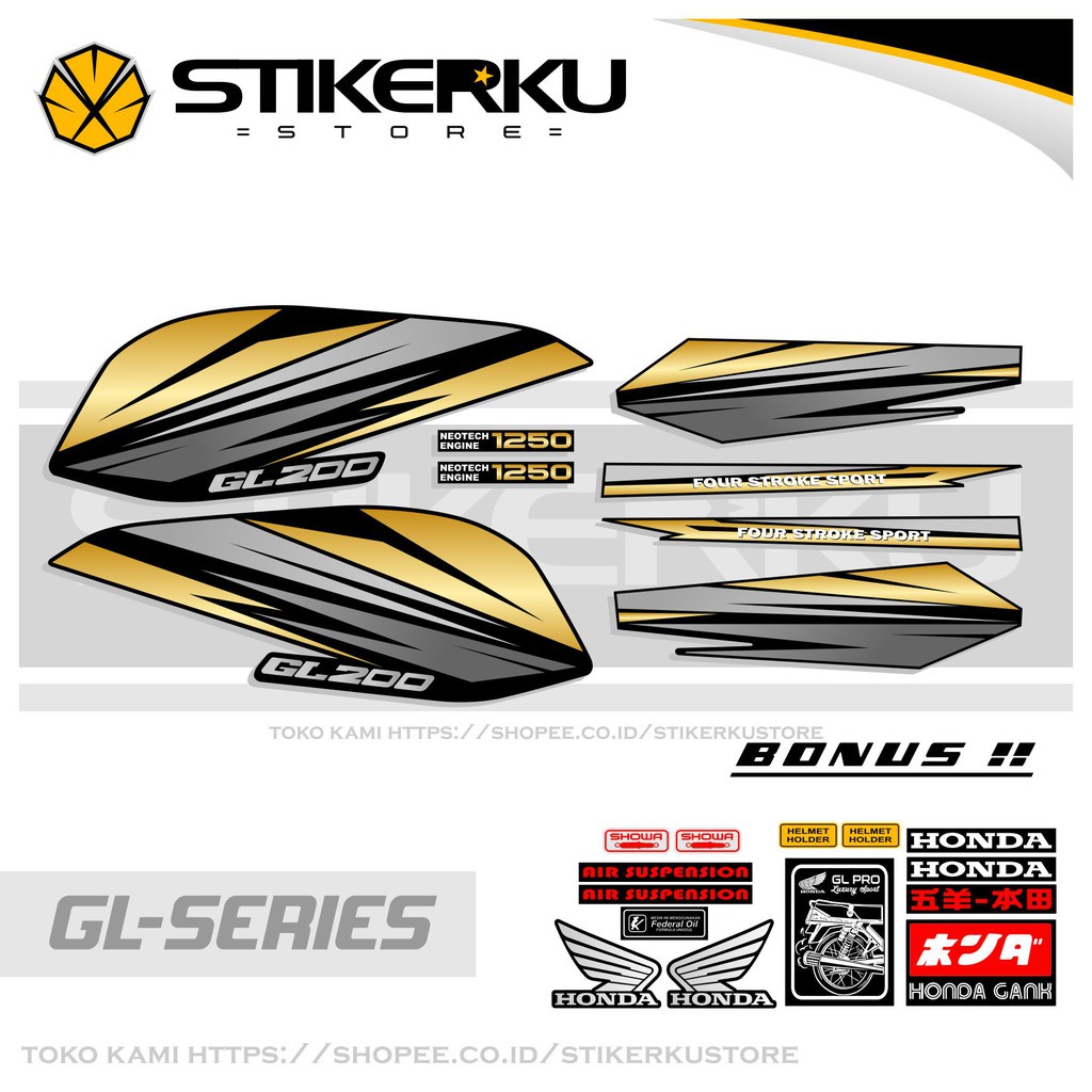STRIPING STICKER STOCK DECAL STIKER VARIASI HONDA GL - PRO / GL MAX