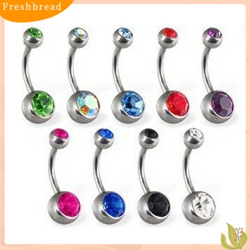 【Fresh】❀10Pcs Body Piercing Multicolored Rhinestone Belly Button Navel Ring Barbell