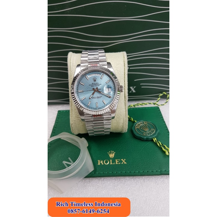 New Arrival  Jam Tangan Pria Import Terbaru Merk Rolex Daydate Full Stainless Silver Noob Swiss Clon