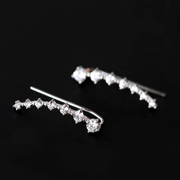 Anting Korea Earrings Perak/Emas Cabang / Bunga / Jumbai / Berlian Murah Giwang Anting Tindik Perhiasan-D-Perak