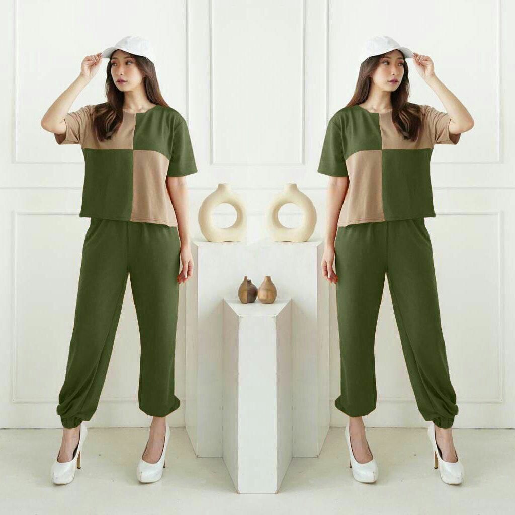 Setelan Puffy - Setelan Casual Perempuan - Setelan Twotone Wanita - Pakaian Wanita Terbaru