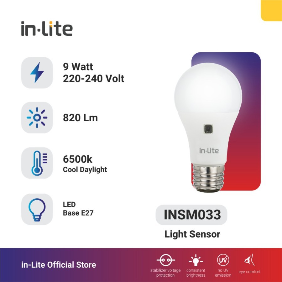 INLITE Lampu Sensor Cahaya 9w 9Watt 9 Watt 9 W IN-LITE INSM033