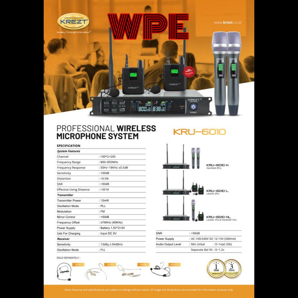 mic wireless krezt kru 6010 kru6010 krezt PJH original