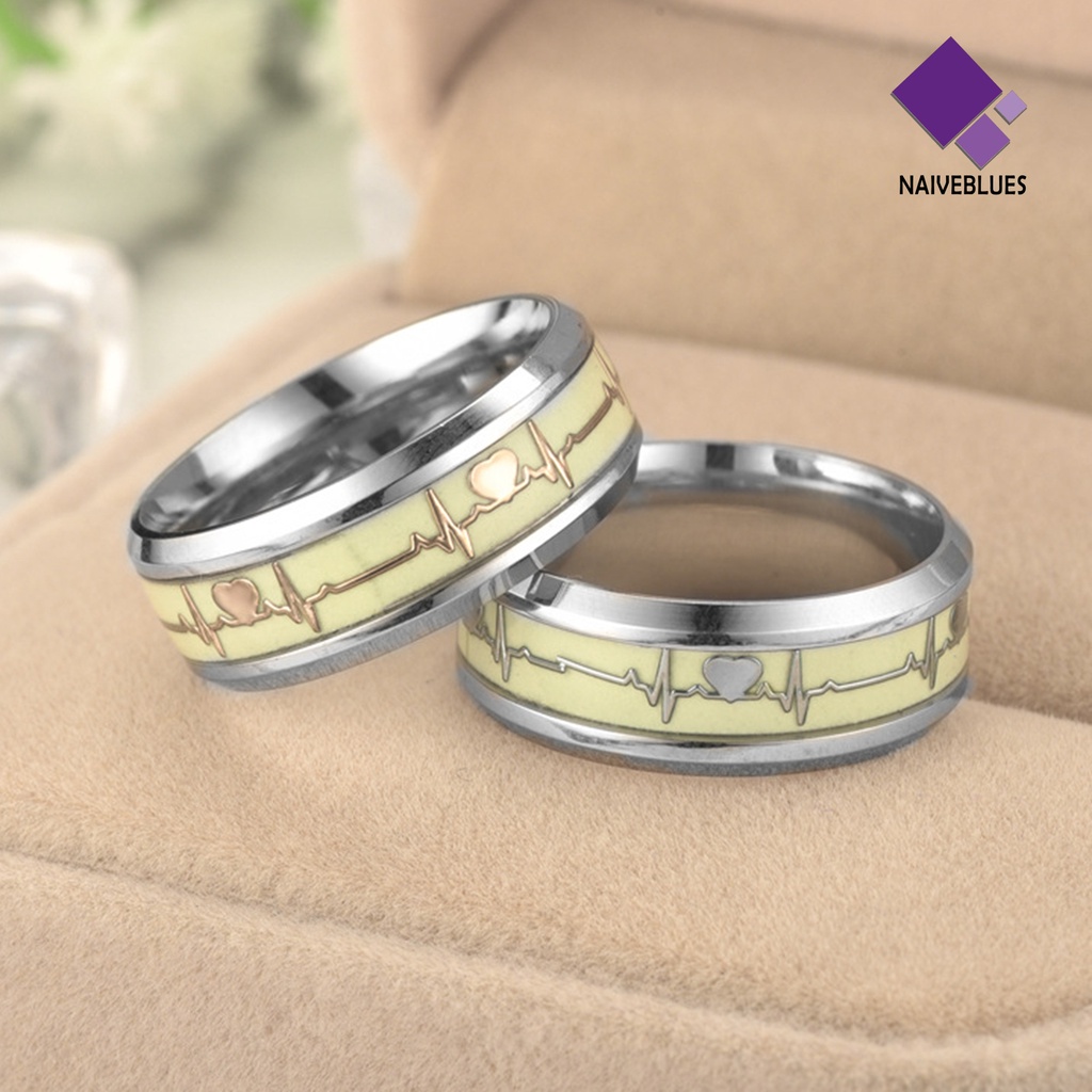 Naiveblue &gt; Cincin Motif Electrocardiogram Bahan Baja Untuk Wanita