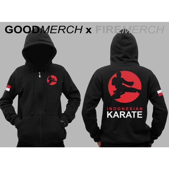 Jaket Hoodie Sweater Karate Indonesia Sweatshirt Zipper