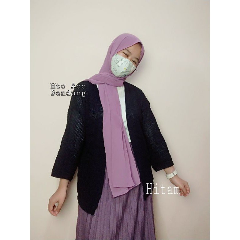 LOOCY CARDY CAMERUN Atasan Wanita Rajut Knit wear Kardigan Baju Cardygan Muslim Saku-Hitam