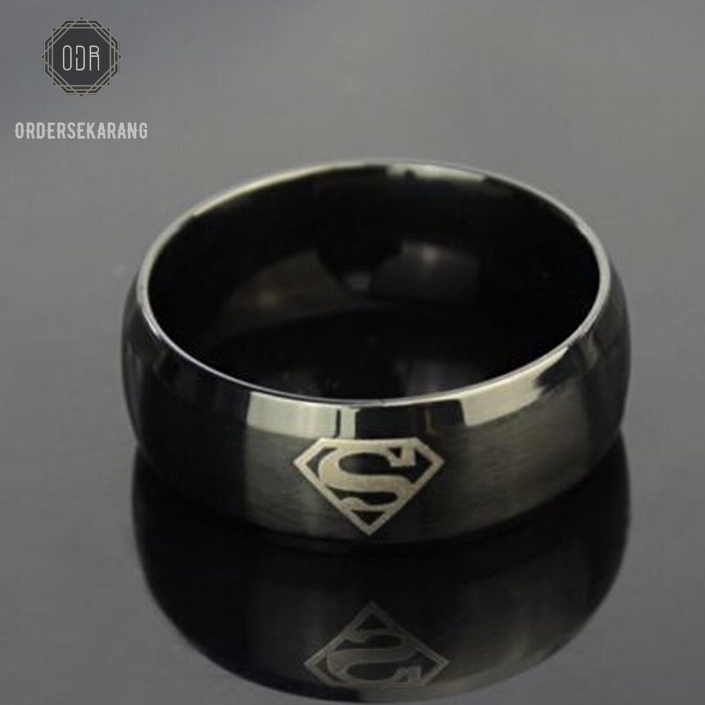 Cincin titanium karakter Superman aksesoris pria dan wanita