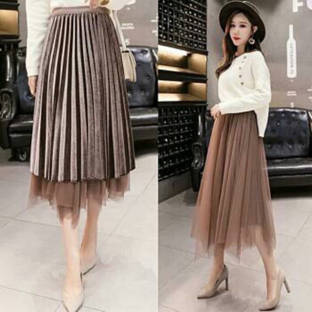 FW R72 ROK TUTU VELVET 2in1 TEBAL Bolak balik 7/8 IMPORT | Rok Tutu Bludru bolak balik | Rok bludru