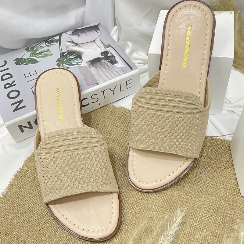 KAYZINEVA Sandal Flat Wanita Rajut Import Simple AB 05