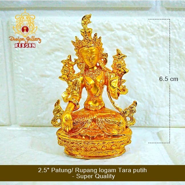 2.5&quot; Patung/ Rupang Logam White Tara - Super Quality