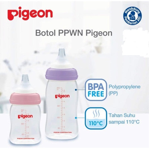 PIGEON Botol PP Clear Wide Neck 240ml - Pigeon Softouch Peristaltic 240ml