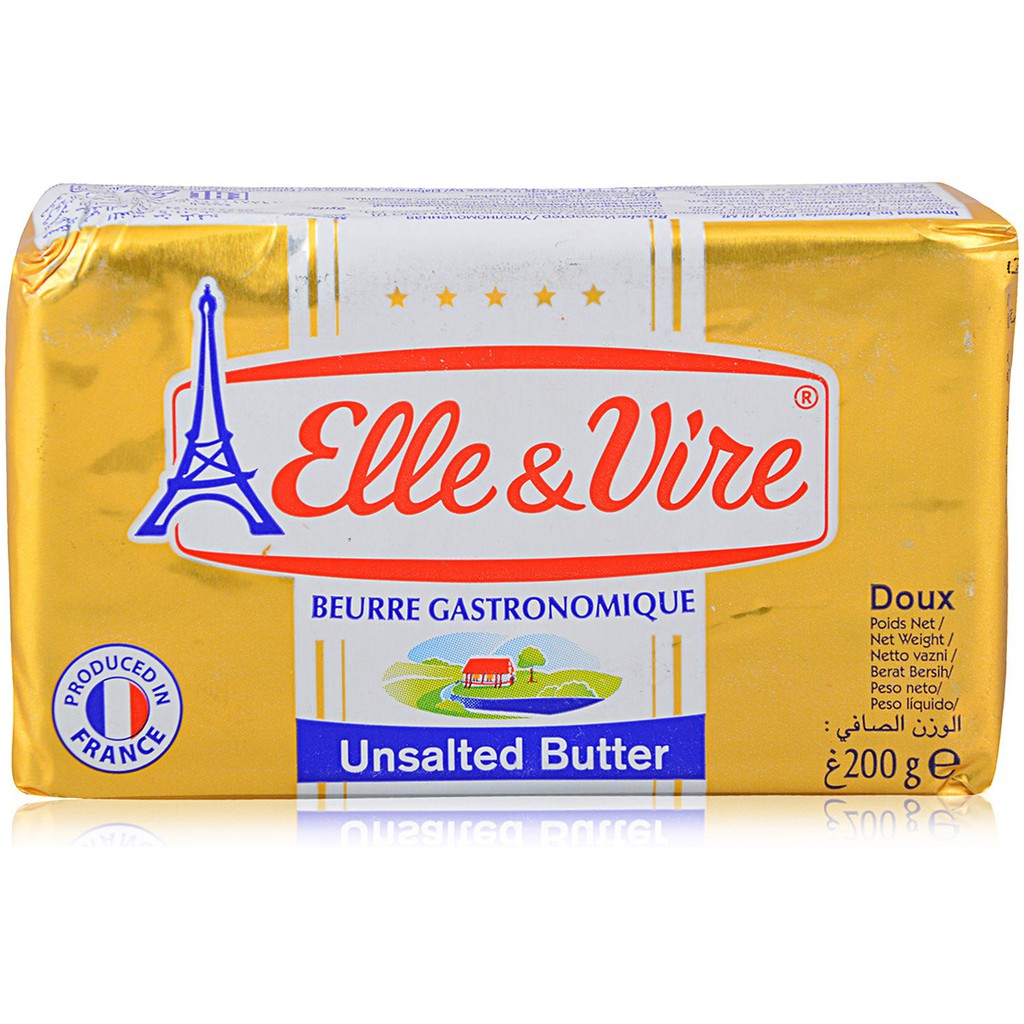 Jual ELLE & VIRE UNSALTED BUTTER 200 GRAM | Shopee Indonesia