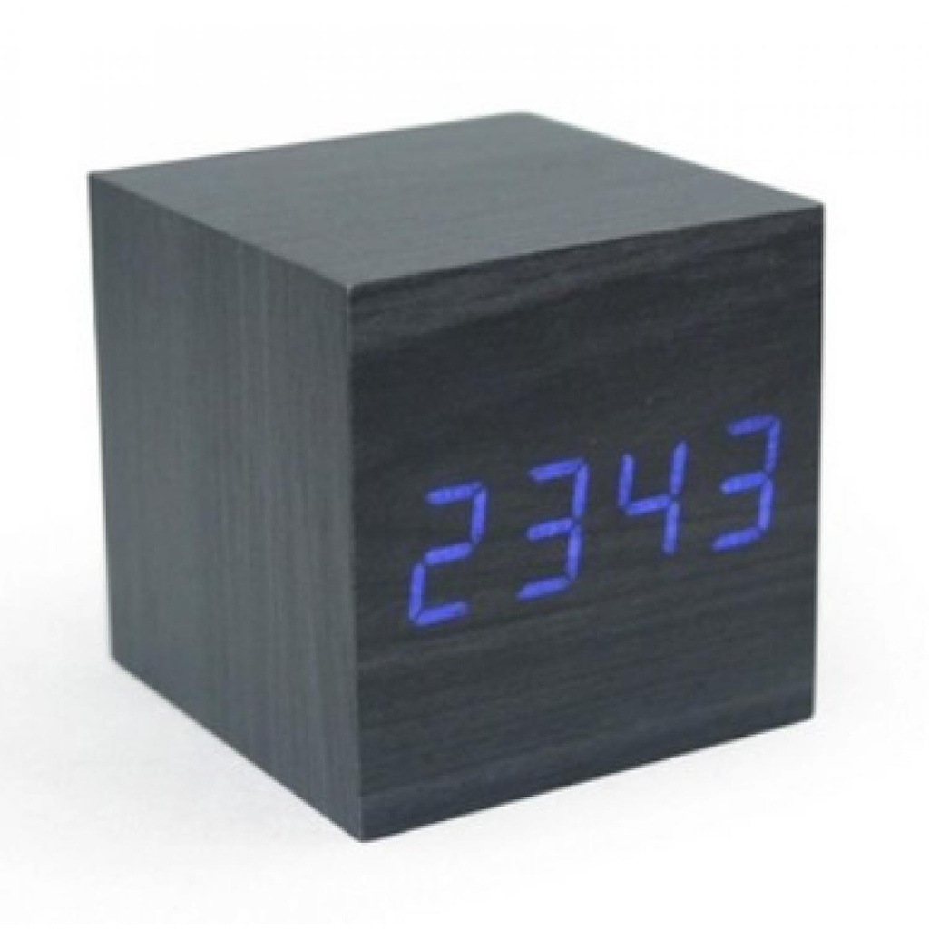 Jam Meja Digital Aesthetic LED Kayu Kubus Box - JK-808