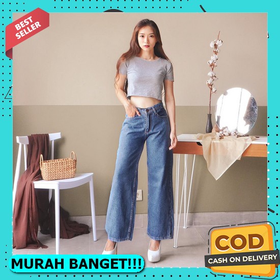Celana Wanita Rere Jeans / Celana Jeans Wanita Regular Sobek Lipat Tidak Tembus / Celana Wanita Lepi