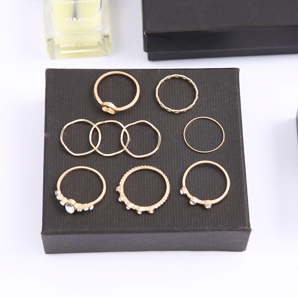 Mxbeauty Set Cincin Minimalis Geometris Hollow Minimalis Ekor Cincin Untuk Wanita Finger Rings