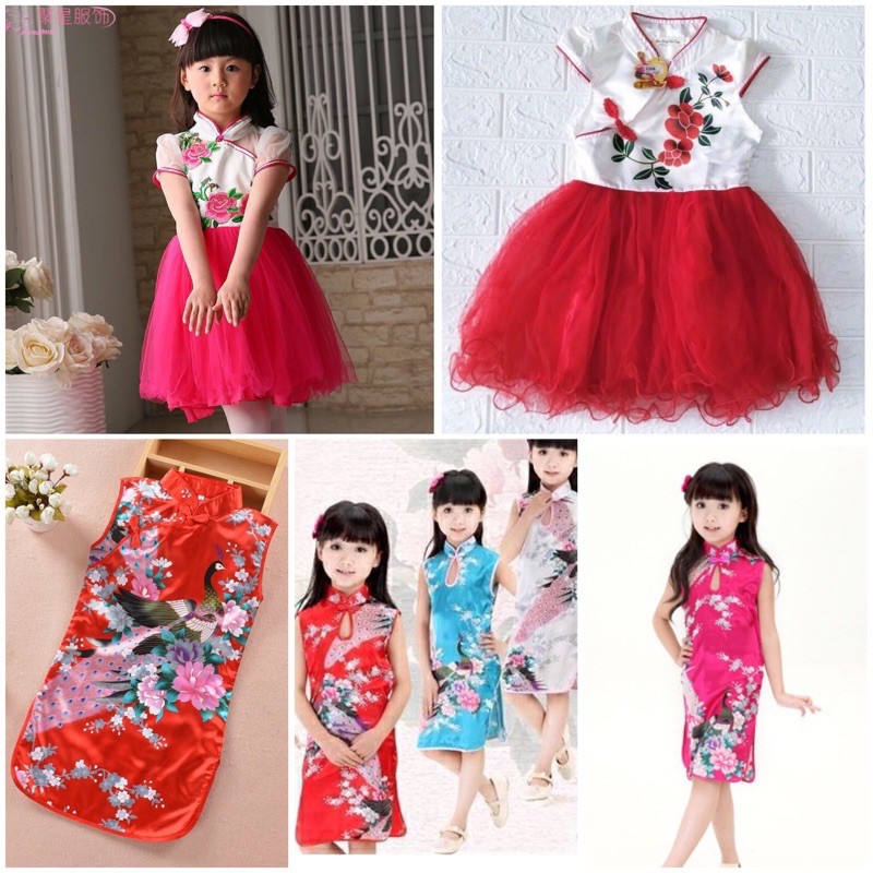 BIG SALE Dress Cheongsam Terusan Imlek / Cheongsam / Qipao Shanghai Anak Perempuan Impor