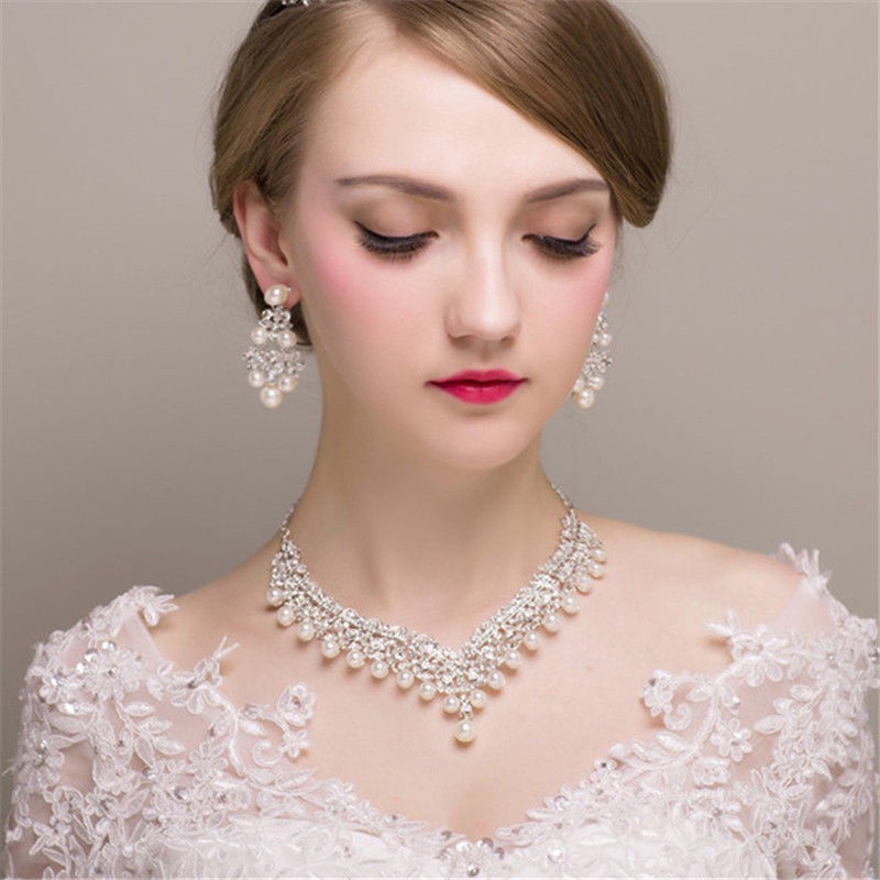 Tiny Jewelry Set - Mahkota Anting Kalung - Aksesoris Pengantin - Bridal Crown Korea