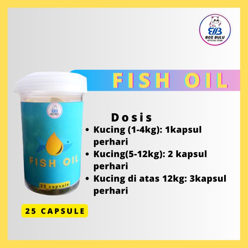 fish oil minyak ikan penambah nafsu makan bulu rontok kucing 25 kapsul