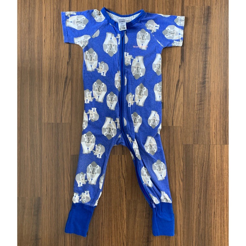 (PRELOVED) Bonds Wondersuit Short Sleeves 18-24 months Blue Rhino / sleepsuit Bonds