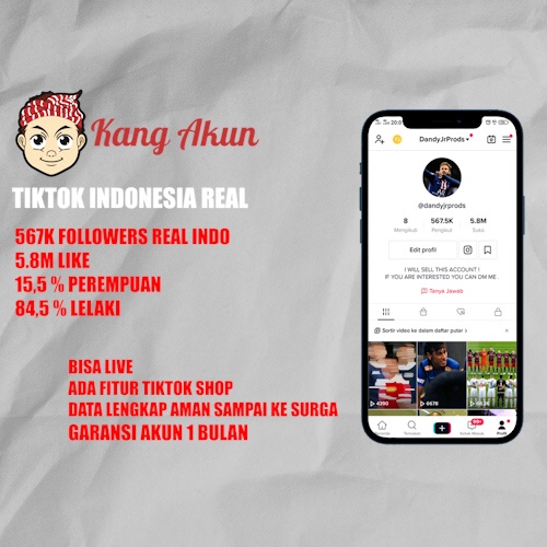 Akun Tiktok Fyp Real 567K Followers Indonesia