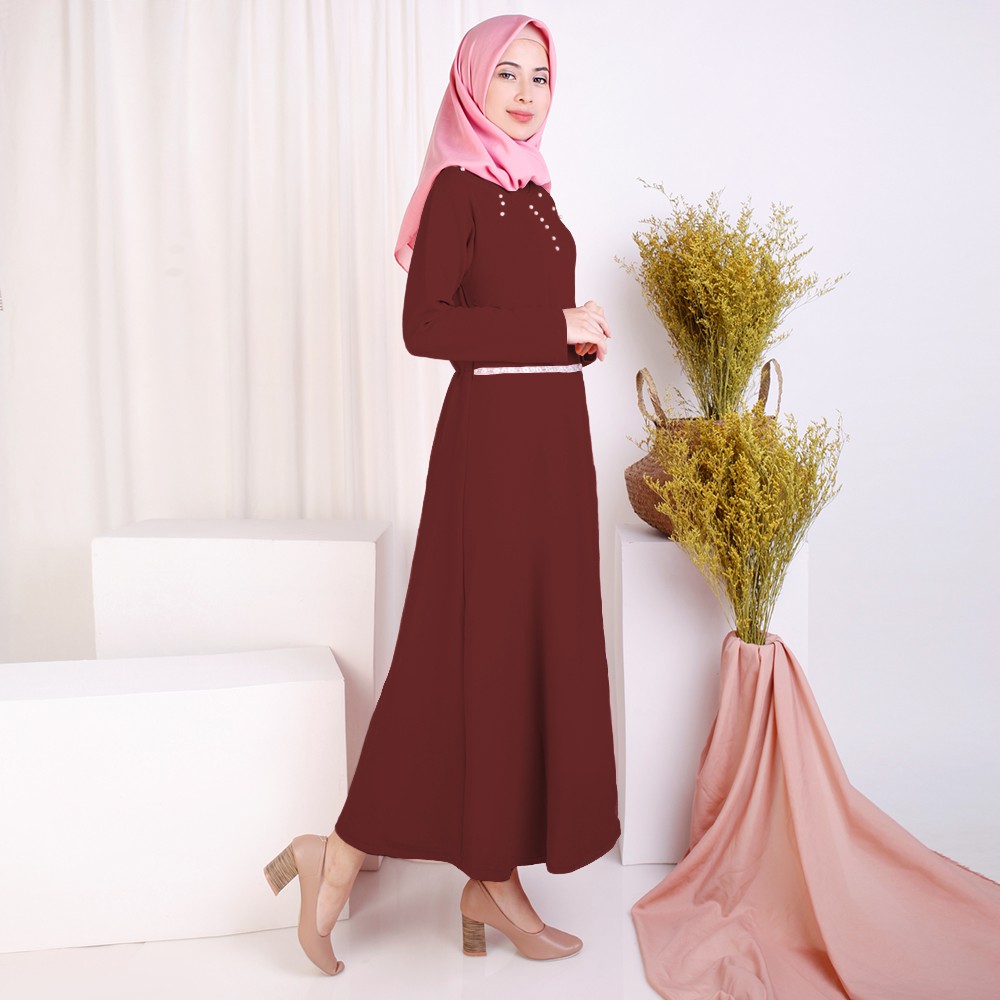 Long dress Lengan Panjang variasi mote - XSHOP Diana Mote