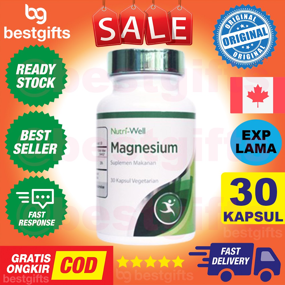 NUTRI WELL NUTRIWELL MAGNESIUM 400 MG KRAM TEGANG OTOT IRAMA JANTUNG SARAF GIGI 30 KAPSUL VEGETARIAN