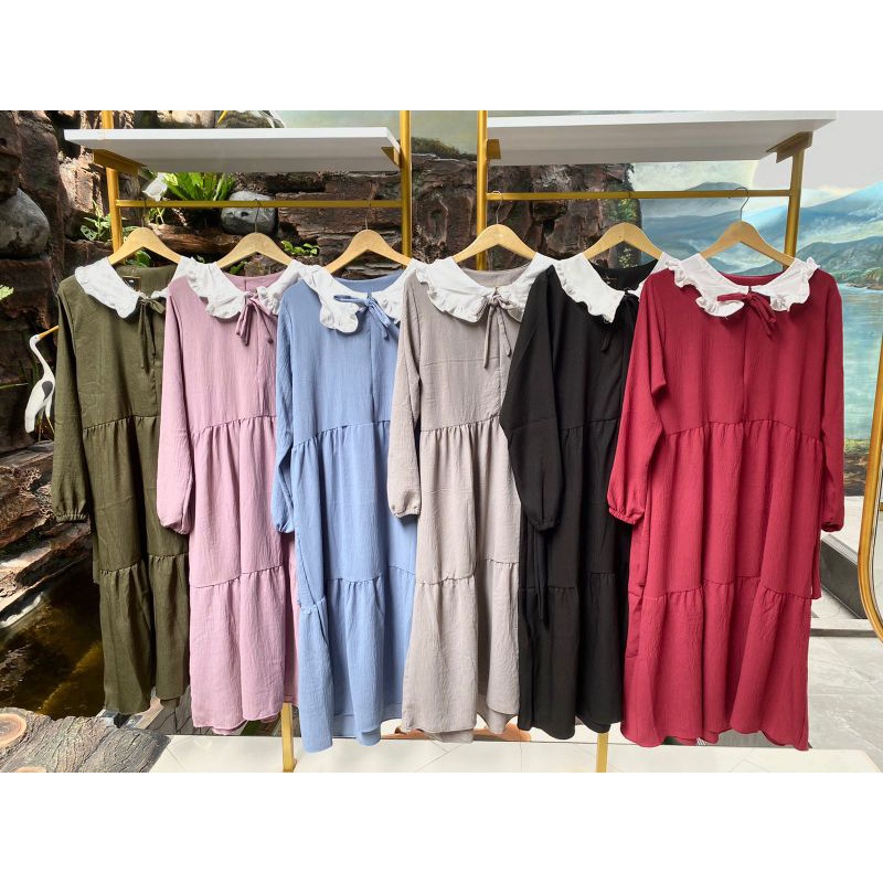 Fashion Muslim DESARA ALONA ZAMIRA midi DRESS cringkle long tunik kekinian