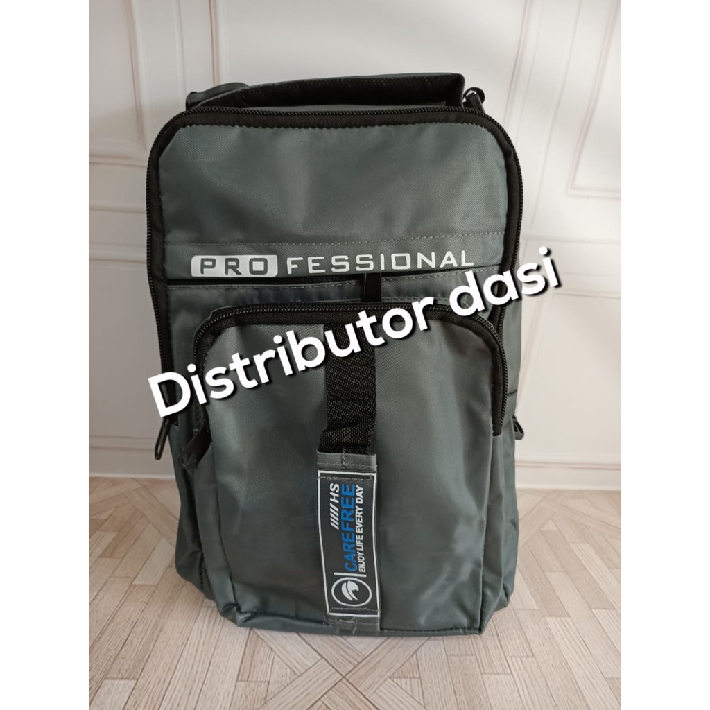 tas pria selempang ransel multifungsi hitam navy abu foto real ready stok