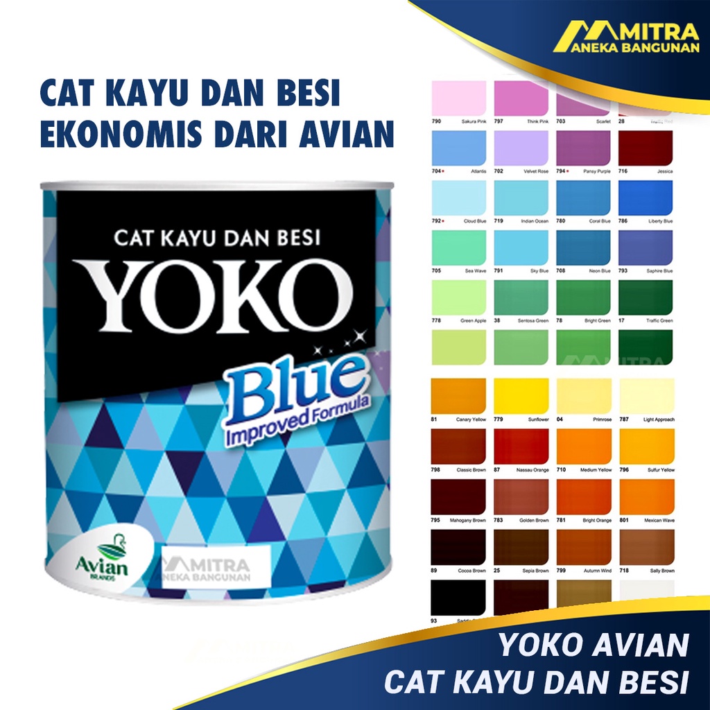 CAT KAYU DAN BESI YOKO BLUE AVIAN 0,7 LITER / CAT MINYAK / CAT KAYU / CAT BESI