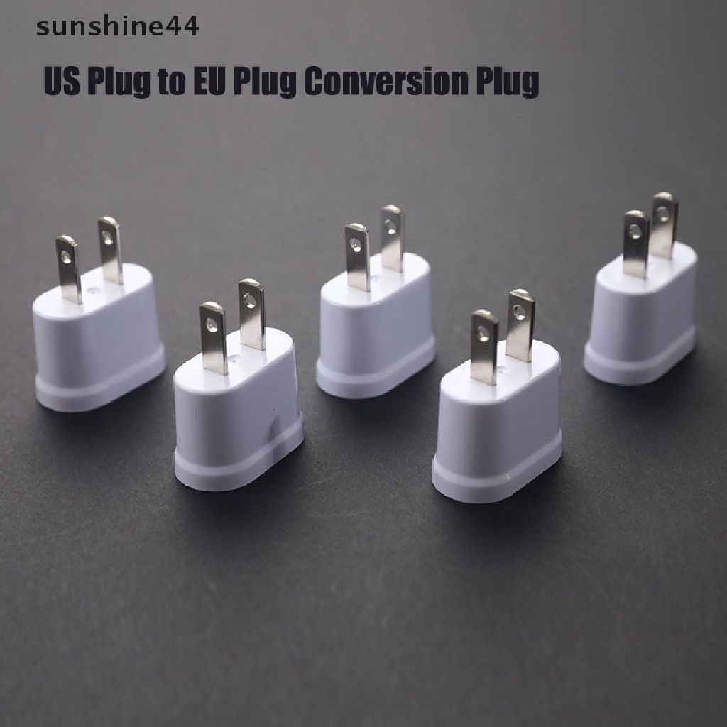 Sunshine Adapter Konverter Plug US Ke EU Bentuk Bulat &amp; Flat Dual Fungsi