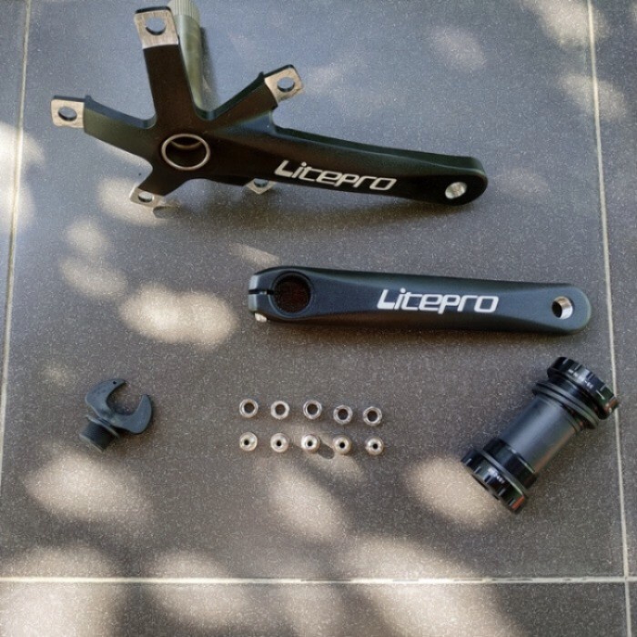 Crankset LITEPRO bcd 130 arm 170 mm cocok buat sepeda lipat dahob fnhon