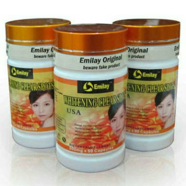 Vitamin Obat Pemutih Kulit Badan Wajah Herbal Emilay Whitening Softgel Usa Asli Shopee Indonesia