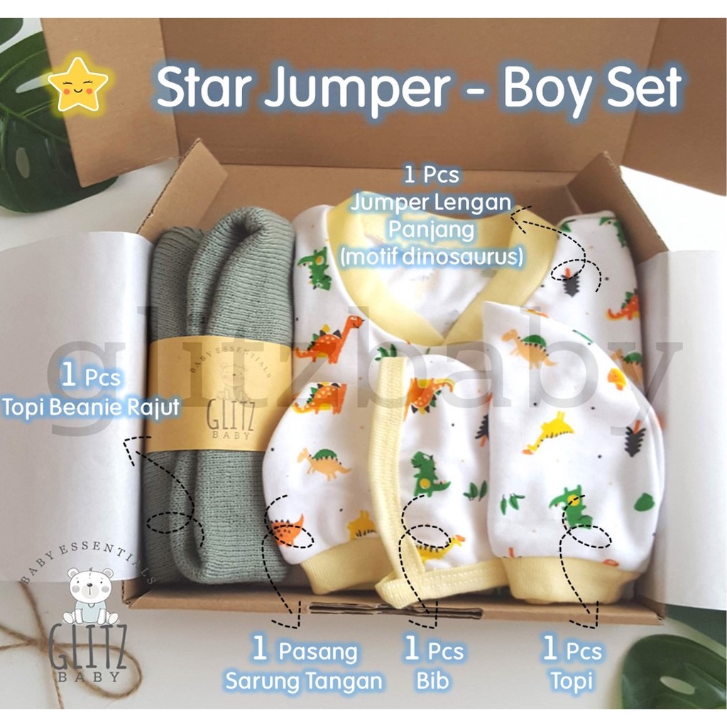 Hampers Bayi Kado Lahiran Newborn Gift Set - Glitz Baby Glitzaksesoris-Star - Jumper Set