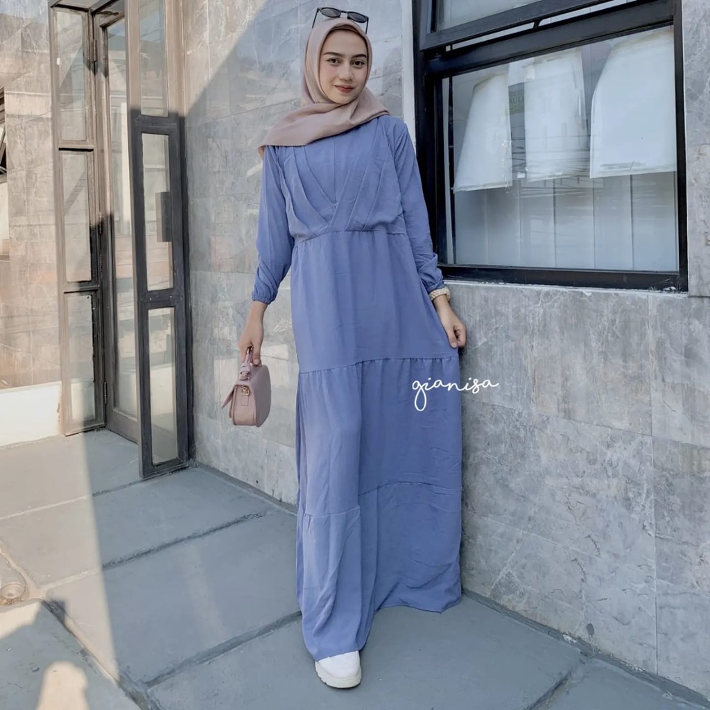 GIANISA | GISCA DRESS / MAXI DRESS / GAMIS POLOS / GAMIS MURAH / DRESS WANITA / LENGAN PANJANG / AKS
