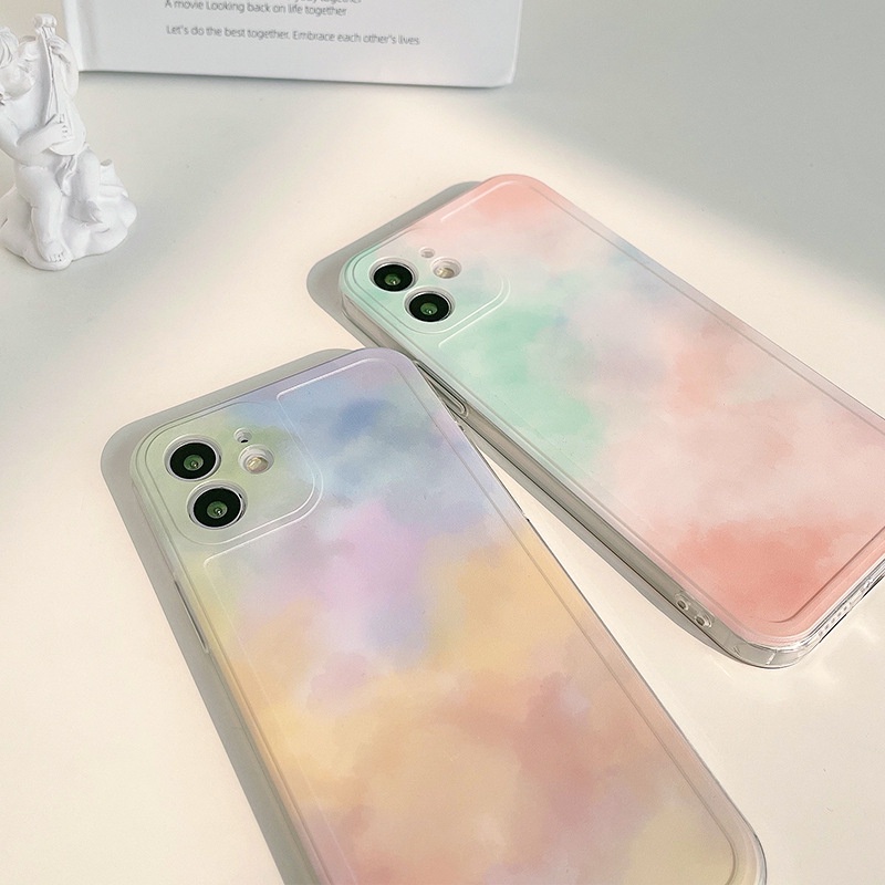 Soft Case Pelindung Tahan Banting Warna Gradasi Untuk Iphone 7 8 PLUS X XR XS 11 12 13 MINI PRO MAX